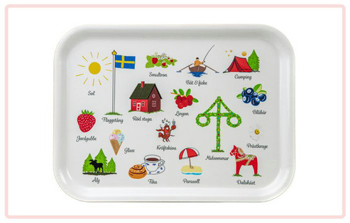 Rektangulär bricka med sommarmotiv